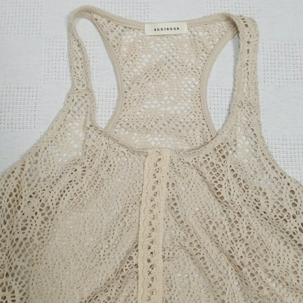Annianna Crochet Style Creme Cropped Tank - Medium - Picture 2 of 7